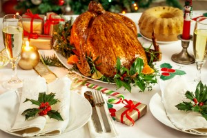 Christmas turkey dinner table