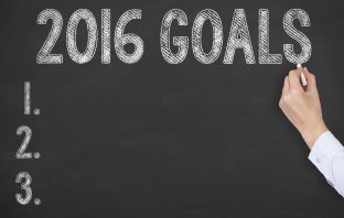 Image of a chalkboard with three personal goals for 2016