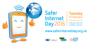 Safer Internet Day logo, promoting staying safe online