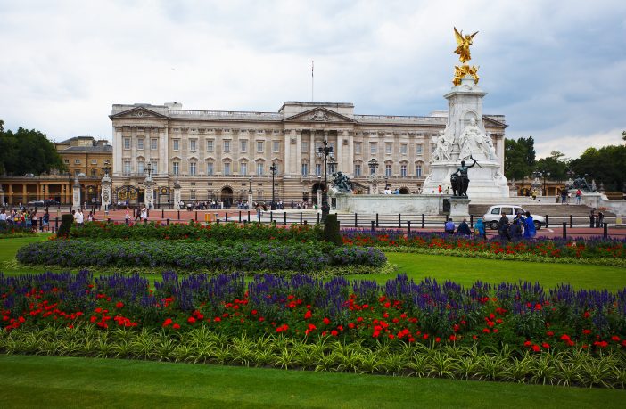 View of Buckingham Palace from garden