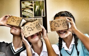 Pupils at Kings Ely Junior School try out Virtual Reality equipment