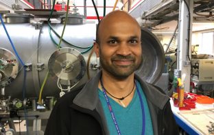 Dr Manish Patel in the OU's Hypervelocity Impact Lab.