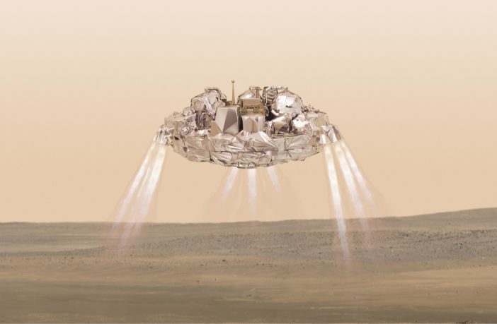 Schiaparelli lander above the surface of Mars