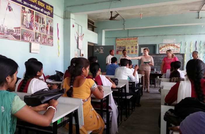 Teacher delivering material in a classroom