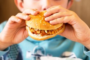 Burger eaten by young boy