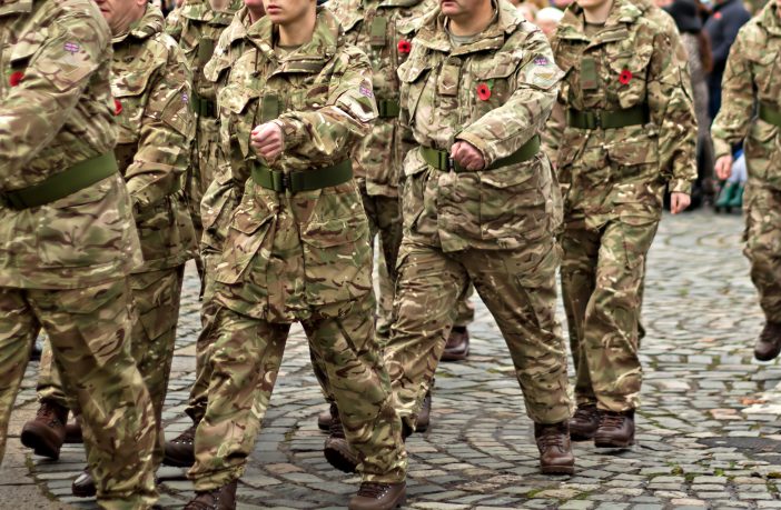 photograph of UK military personnel marching