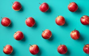 Apples in a grid pattern with bright background