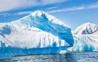 An iceberg floating in the Antarctic Ocean