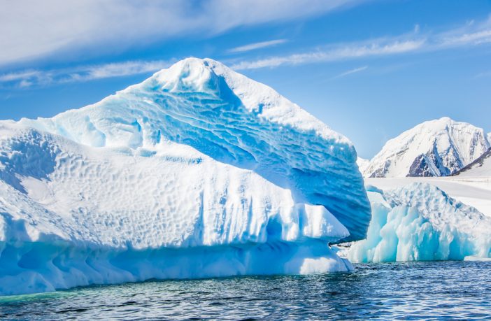 An iceberg floating in the Antarctic Ocean