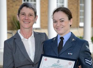 Demelza Dachtler receiving Commanding Officers Commendation with her mother, Julie