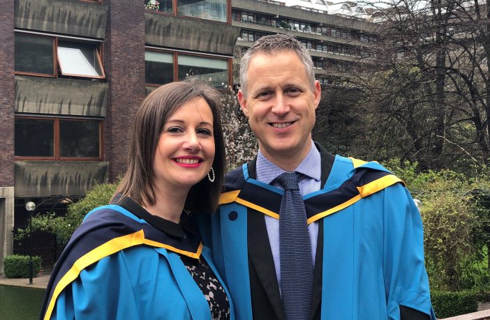 Andy and Tania Vanburen collect their MBAs at The Barbican, London