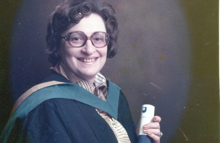Iby Knill at her graduation ceremony