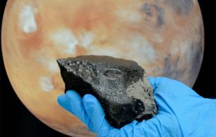 Image of meteorite and Mars