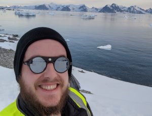 Engineering student Alex at Point Walk in Antarctica