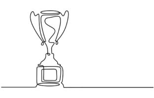 One line drawing of winner trophy