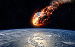 Meteor glowing as it enters the Earth's atmosphere