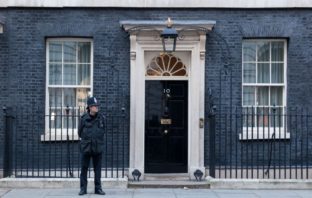 A guard in front of 10 Downing Street in London