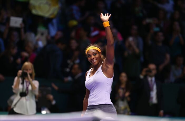 Tennis player, Serena Williams waving at the crowd