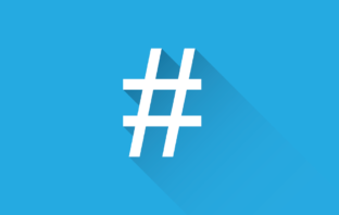 Image of a white hashtag symbol on a blue background